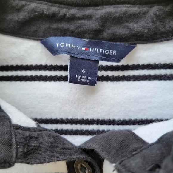 Tommy Hilfiger Black And White  Striped Summer 100% Cotton Jersey Dress Size 6 - Picture 11 of 15